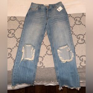 NWT Free People We the Free Distressed Straight Jeans, Size 25